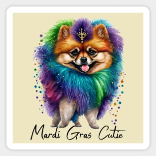 Mardi Gras Cutie Pomeranian Magnet